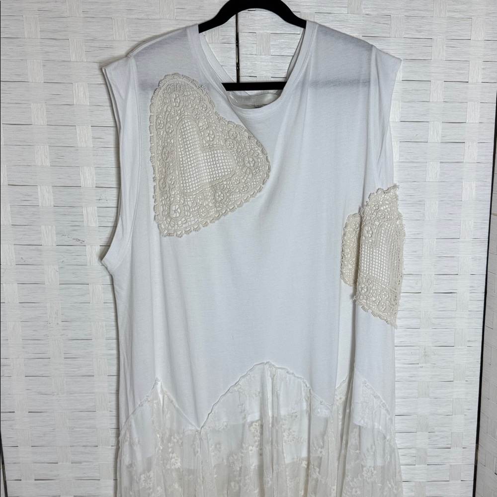 Free People x Tricia Fix White Heart Maxi Tee Size Large - Picture 6 of 15